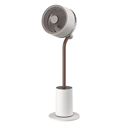 QCLUEU Ventilador de pie con luz, Ventilador de refrigeración por Aire con Mando a Distancia, Ventilador silencioso eléctrico con inclinación de 90°, 