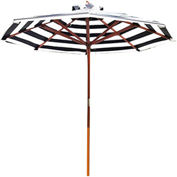 Sombrilla de jardín Grand Patio de 2,7 m/9 pies, sombrilla de Playa a Rayas Blancas y Negras con Poste de Madera y 8 Varillas para césped, jardín, ter en oferta