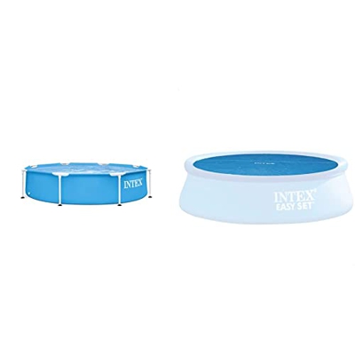 Intex 28205NP - Piscina desmontable redonda INTEX, piscina Metal Frame, medidas Ø244x51 cm + Cobertor solar piscinas 244 cm