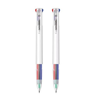 [Tigratigro] 4 colores bolígrafo de gel a presión, (0,5 mm, negro+azul+verde+rojo) para oficina y escuela (2 unidades)