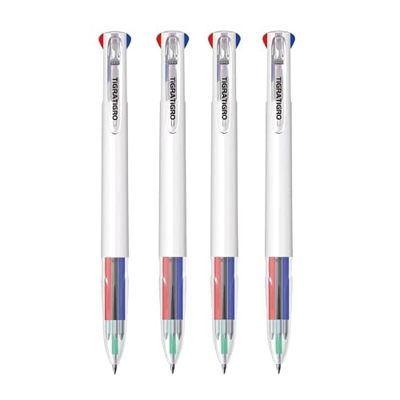 [Tigratigro] 4 colores bolígrafo de gel a presión, (0,5 mm, negro+azul+verde+rojo) para oficina y escuela (4 unidades)