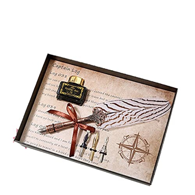 ZWEBY Pluma de Ave Retro Plume Pluma Pluma Pluma Tinta de Tinta Pluma con Tinta para Él Hombres Papá (Color : B, Size : 26x11.5x2.5cm)