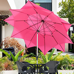 XFAK 300cm Sombrilla De Jardín Rosa Parasol Inclinación Sombrilla De Terraza con Manivela & Poliester Protección Solar,antiviento para Exterior Balcón en oferta