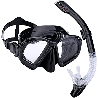 Premium Snorkel Set Máscara de Buceo para Adultos Snorkel Buceo Gafas de natación Máscara Dry Snorkel Set con Soporte para cámara