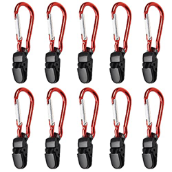 LANRU 10pcs Clips de Abrazadera para toldo de Lona Tienda de campaña Perchas para Tienda de campaña Apriete la Abrazadera de Agarre con mosquetón para características