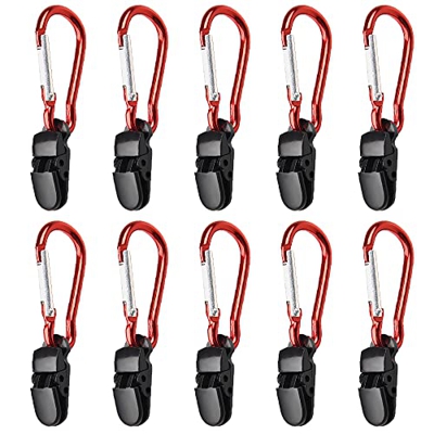 LANRU 10pcs Clips de Abrazadera para toldo de Lona Tienda de campaña Perchas para Tienda de campaña Apriete la Abrazadera de Agarre con mosquetón para