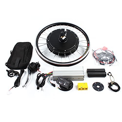 Kit de rueda delantera para bicicleta eléctrica de 20 pulgadas, 48 V, 1000 W, motor sin dientes, motor de buje, adecuado para ambos frenos en V y fren