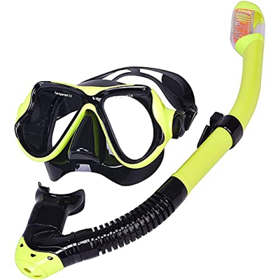 Spacmirrors Máscara de Buceo para Adultos, Gafas de esnórquel antivaho, Juego de esnórquel en seco, Equipo panorámico de esnórquel Ancho con Diadema A
