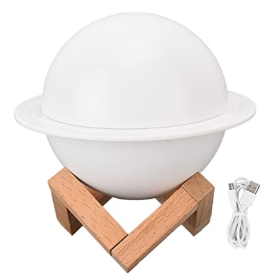 BuyWeek Humidificador de Escritorio, humidificador con Forma de Saturno de 300 ML, humidificador Alimentado por USB LED con luz de 3 Colores para Rega