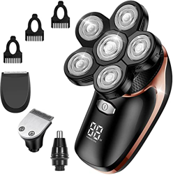ATEEN Afeitadora de cabeza, maquinilla de afeitar eléctrica mojada/seca para hombre, sin cable, afeitadoras rotativas para hombre para un aspecto calv en oferta