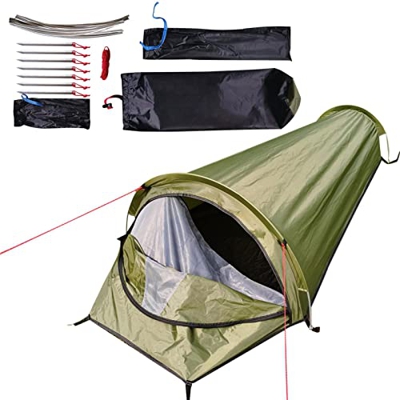 Tienda de campaña ligera para una persona, camping, senderismo, para adultos y niños, pequeña tienda para camping, senderismo, color verde oliva, fáci