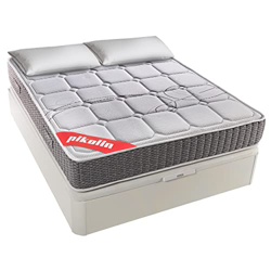 PIKOLIN Pack Colchón Troas de muelles ensacados 180x200, Dos canapés abatibles Blancos y 2 Almohadas de Fibra, Incluye Subida a Domicilio, Montaje y R precio