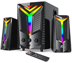 NJSJ 2.1 Sistema de Altavoces con Subwoofer, Altavoces Juego de Azar Bluetooth, Sonido Impactante, 80 Vatios de Pico, Graves Potentes, Entradas de 3.5 características