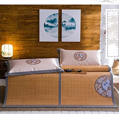 Alfombras para dormir de verano Alfombrillas de sueño de verano plegables, alfombrilla de bambú doble cama transpirable, colchón de cama de enfriamien