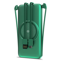 FAVORS 5 En 1 Wireless Power Bank 20000 Mah Led Pantalla Digital Led Cables Incorporados Powerbank Teléfono Móvil Batería Cargador(Color:Verde) en oferta