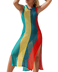 HYUET Mujer Vestido Largo de Playa Mujer Maxi Pareos y Camisola de Playa Sexy Hueco Verano Túnica Ropa Traje de Baño Punto Bikini Cover Up Color Sólid precio