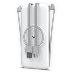 FAVORS 5 En 1 Wireless Power Bank 20000 Mah Led Pantalla Digital Led Cables Incorporados Powerbank Teléfono Móvil Batería Cargador(Color:Blanco) en oferta