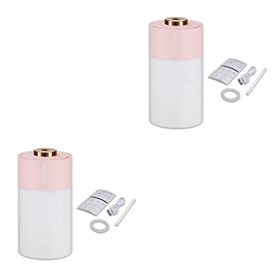 lmoikesz 2 Juegos de Humidificador de aire portátil con luz nocturna, difusor de Aroma de gran capacidad de 300ML, generador de niebla ajustable, sumi