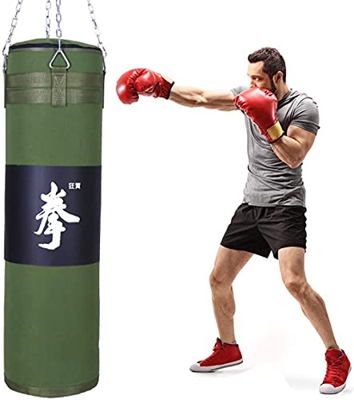 XD Designs Saco de Boxeo Relleno de Lona Impermeable, Sacos de Arena con Cadena Colgante Bolsa de Entrenamiento Pesado de Boxeo para Adultos Grande pa
