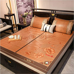 Alfombras para dormir de verano Mats de sueño de verano plegables cama doble, alfombra de bambú transpirable con funda de almohada, colchón de seda de precio