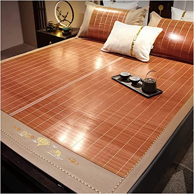 Alfombras para dormir de verano Mats de sueño de verano cama doble simple, alfombra de bambú plegable Diseño transpirable, colchón de cama multifunció