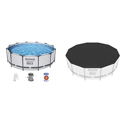 BESTWAY 56418D - Piscina Desmontable Tubular Steel Pro MAX 366 x 100 cm, con Depuradora Cartucho 2.006 L/H y Escalera + 58037 - Cobertor Invierno para características