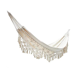 LIUSU Hamaca exteriorHamaca macramé Hamaca Exterior de algodón Capacidad de Carga 250 kg Hamaca 2 Personas Jardín Exterior Tumbona características