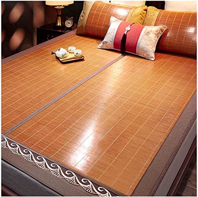 Alfombras para dormir de verano Alfombrilla for dormir de verano de doble cara, alfombrilla de bambú plegable aliviable, colchón de cama de enfriamien