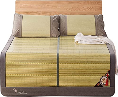 Alfombras para dormir de verano Alfombra de bambú de doble cara, alfombrilla for dormir de verano plegable aliviable, colchón de cama de enfriamiento 