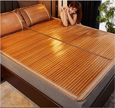 Alfombras para dormir de verano Alfombrilla for dormir de verano plegable, alfombrilla de bambú, cama doble sin aliento, colchón de cama de enfriamien