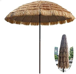 LITET 2m/6.6' Thatch Party Umbrella Garden Parasol,Market Table Umbrella,Tilt Mechanism Sun Shade Protection,Restaurant Lawn Backyard Outdoor Travel,E en oferta