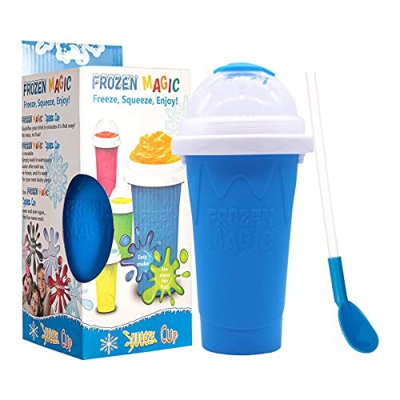 JINGSHAN Ice Slushy Maker Cup, Magic Quick Frozen Smoothie Squeeze Cup, Summer Cooler Homemade Milk Shake Smoothie Mug con Tapas y pajitas para niños 