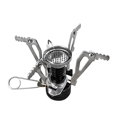 Mini Hurnace Head portátil Outdoor Camping Stove Integrated Portable Ultra Light Aley Gas Stove Wild Stove con Conector Negro 1pc
