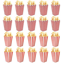 20 Piezas Caja de Palomitas, Cajas Clásicas De Palomitas De Maíz De Cartón A Rayas Rojas Contenedor De Dulcesm,Cajas De Palomitas De Maíz, Para Cumple precio