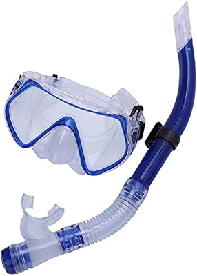QHYXT Gafas Buceo Buceo Profesional Snorkel Snorkel Gafas antivaho Set Tubo de respiración semiseco Herramienta de Piscina para Adultos (Azul)