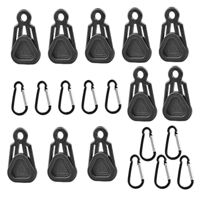 Snner 10 Sets Clip de Lona al Aire Libre Clamp de Carpas Ajustables fijación de Clip de toldo en Forma de Dientes Negro