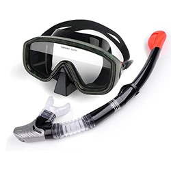Spacmirrors Dry Top Snorkel Mask, Upgrade Buceo Snorkel Set Antivaho Antifugas Vidrio Templado 180 ° Panorámico Scuba Mask Paquetes Equipo De Natación precio