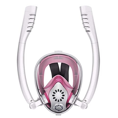 Spacmirrors Máscara de esnórquel de Cara Completa, Sistema de respiración de esnórquel Doble, respiración fácil, Vista panorámica de 180 °, Conjunto d