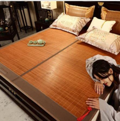 Colchoneta para dormir de verano de 70x79 pulgadas, colchoneta de bambú plegable de doble cara para el hogar suave y transpirable para el hogar, la es características