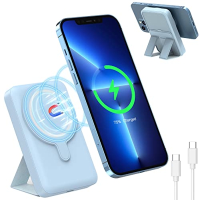 CAVN Portátil Magnético Power Bank, 10000mAh Plegable Inalámbrico Magnético Plegable mag-Safe Bateria Externa, Rapida Cargador Power Bank Compatible c