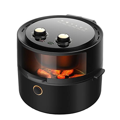 BGPH Freidora de Aire, máquina de Papas Fritas automáticas con batidor de Huevos, Ventana de visualización, Cesta Antiadherente, Frito rápido, 5QT Ola
