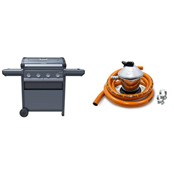 Campingaz Barbacoa Gas 4 Series Select S, BBQ de Gas, 4 quemadores de acero inoxidable + Regulador de gas butano + Tubo Goma 1,5 m + 2 abrazaderas, Gr características