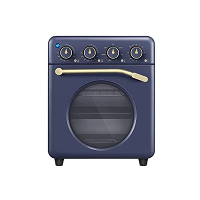 BGPH Freidora de Aire, Regulación de Control de Temperatura de 6 velocidades de 4 rodajas, Cesta Antiadherente, 16. 3QT Horno Caliente Visual Retro y 