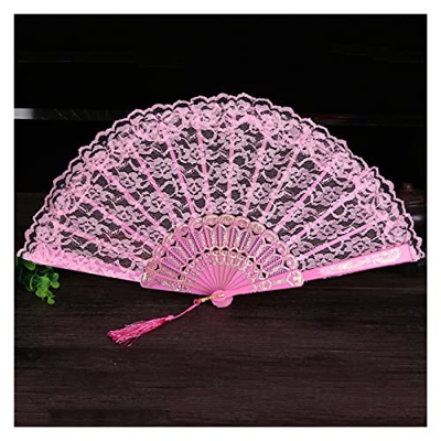 UUYUU Regalo Ladies Lace Hand Fan Fans Plewing Fans Spanhy Victorian Hand Victorian for la Fiesta de Bodas Favor de los Regalos Fan de Baile