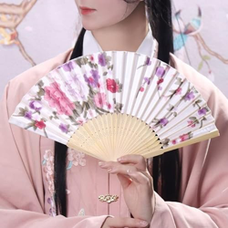 UUYUU Regalo 1 PC Ventilador de Seda Ventilador de Flores rotas Ventilador Plegable Impresión Ventilador de Ventas Ventilador Ventilador de bambú Home características