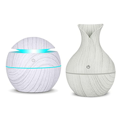 Genérico Filtro Humidificador 2 Set de humidificador de Aire de 130 ml USB Carga de Aroma difusor de Grano de Madera ultrasónico con 7 Colores LED Bal precio