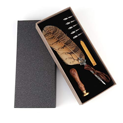 Vifemify Pluma de Pluma Antigua con Punta, papelería de Escritura, Suministros de Oficina de Negocios para Escribir, Pintar, Firma, decoración de Boda