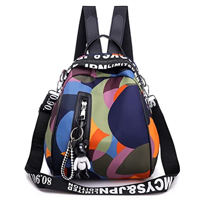 Qiccijoo Mochila de moda para adolescentes, mochila multifuncional, bolsa de hombro ligera clásica para mujeres, bolso de viaje casual con llavero par