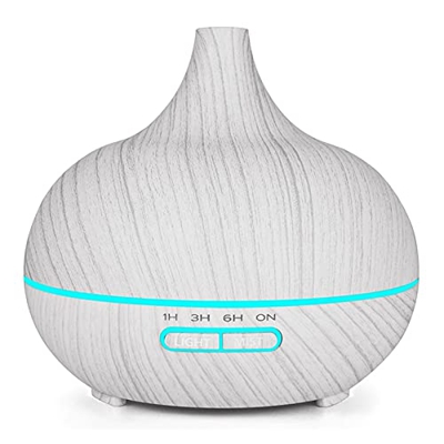Filtro Humidificador 400 ml Humidificador de Aire eléctrico Aroma Difusor de Aceite Blanco Grano de Madera 7 Colores Luces LED for el hogar