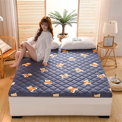 Desconocido Generic Colchón de futón Impreso Floral, colchón de Piso japonés Acolchado Doble Suave portátil para Dormir portátil Rollo Plegable Solter